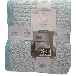 Sigrid Olsen FULL QUEEN Fiji Fish Tropical Teal White Cotton Quilt NEW Beach Sea